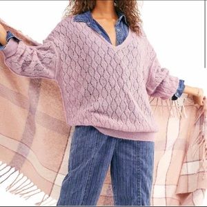 Free People Say Hello Knit Sweater Lilac XS $148
